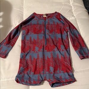 Kate Quinn Blue and Red Long Sleeve Romper